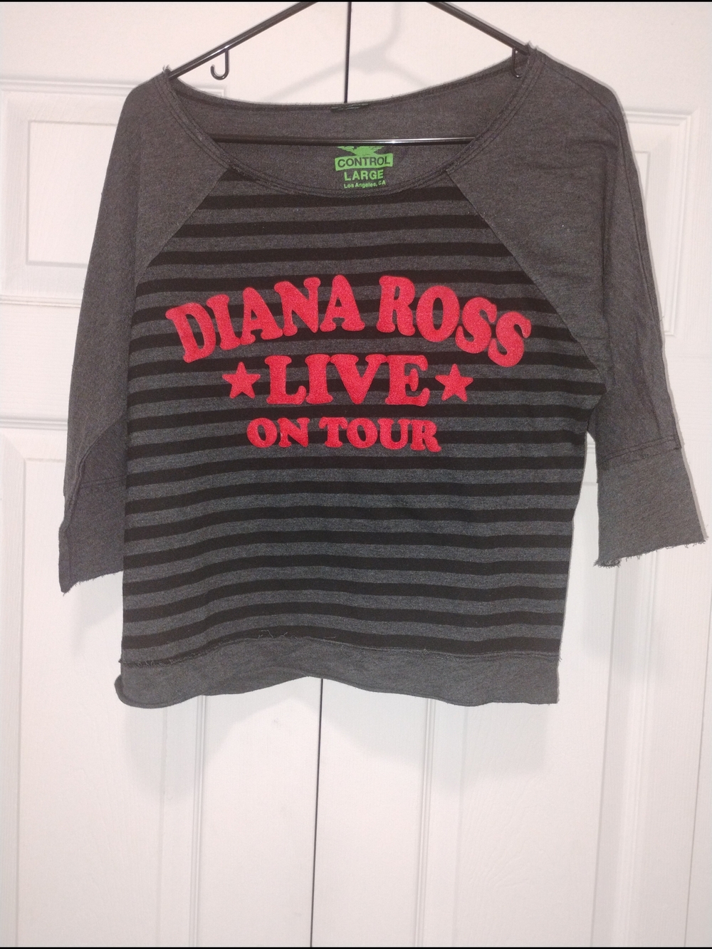 Diana Ross Live On Tour Gray & Black Stripe Top - Red Logo